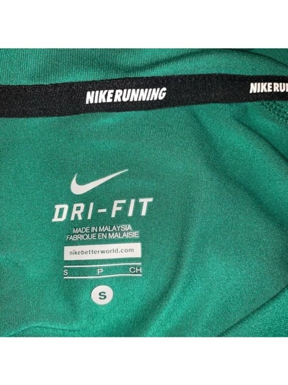 Nike Dri-Fit Green Long-Sleeve Running Shirt W/ Reflective Accents - S - Picture 2 of 11